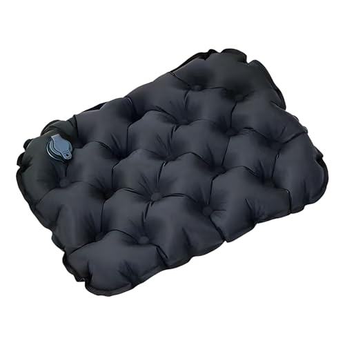 Lnflatable Cushion Portable Air Sitting Pad for Stadium Camping Travel Office Lightweight Waterproof Design with Carry Bag Quick-Deflate Compact Camp Chair Accessories (Black)
