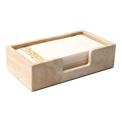 Guest Towel Holder Natural Travertine Bathroom Napkin Holder Luxe Stone Napkin Holder for Bathroom,Stylish Guest Towel Holder Tray for Bathroom Vanity Toilet Dining Table, Beige - size: 9.5 x 5.4 Inch
