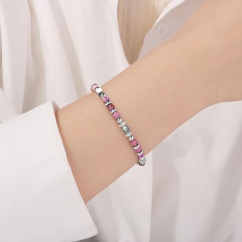 JoycuFF 𝗚𝗶𝗳𝘁𝘀 𝗳𝗼𝗿 𝗪𝗼𝗺𝗲𝗻 𝗠𝗼𝗼𝗻𝘀𝘁𝗼𝗻𝗲 𝗕𝗿𝗮𝗰𝗲𝗹𝗲𝘁 Amazonite Colorful Imperial Jasper Stainless Steel Beads Bracelets, Graduation Christmas Valentines Mothers Day Birthday Gifts - style: Always Remember-Colorful Imperial Jasper