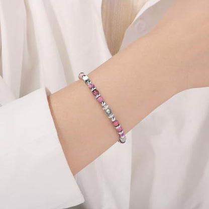 JoycuFF 𝗚𝗶𝗳𝘁𝘀 𝗳𝗼𝗿 𝗪𝗼𝗺𝗲𝗻 𝗠𝗼𝗼𝗻𝘀𝘁𝗼𝗻𝗲 𝗕𝗿𝗮𝗰𝗲𝗹𝗲𝘁 Amazonite Colorful Imperial Jasper Stainless Steel Beads Bracelets, Graduation Christmas Valentines Mothers Day Birthday Gifts - style: Always Remember-Colorful Imperial Jasper