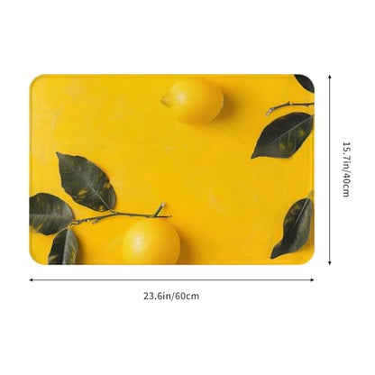 Yellow Lemon 1 Printed Flannel Non - Slip Floor Mat 16x24in - Soft Plush Microfiber Rug for Every Indoor Space - color: Yellow Lemon 1