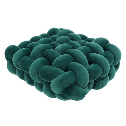 Knot Pillow Meditation Cushion Large Floor Cushions for Sitting Funky Throw Pillows Chair Pillows Soft Pad Square Knotted Seat Cushions for Home Decoration Living Room Bedroom Sofa Couch Green - color: Green, size: 13*12*4.5"