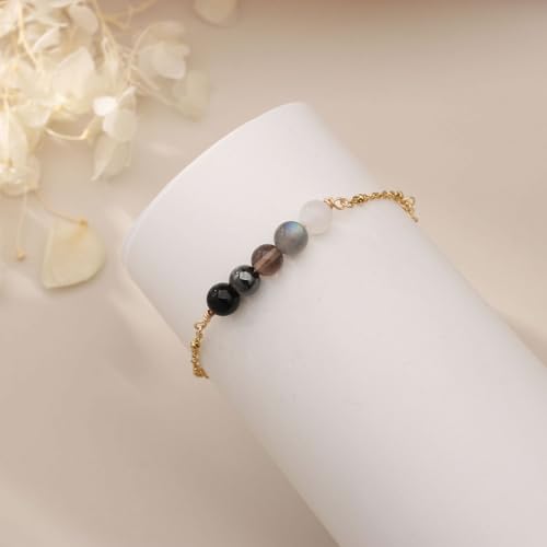 Triple Threat Protection Bracelet for Women,Evil Eye Natural Healing Crystal Beaded Bracelet for Protection - style: Empath Protection (Style 19)