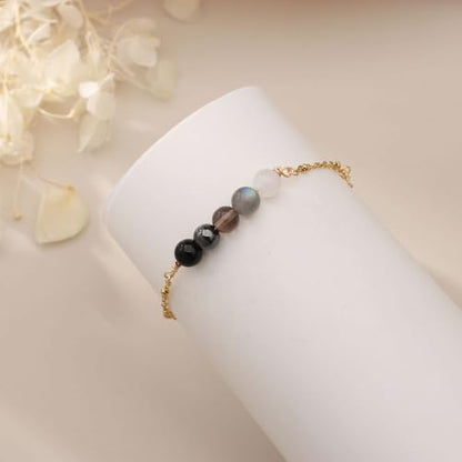 Triple Threat Protection Bracelet for Women,Evil Eye Natural Healing Crystal Beaded Bracelet for Protection - style: Empath Protection (Style 19)