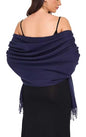 Pashmina Shawl and Wraps for Evening Dresses Resemble Cashmere Scarf for Women Wedding Winter Warm Shawls - color: Navy