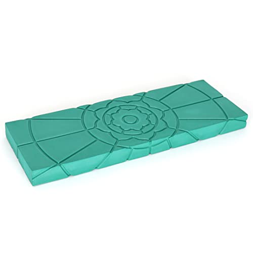 Teak Meditation Bench - Meditation Seat - Meditation Stool - Kneeling Meditation Chair - Portable Folding Meditation Bench - Seiza Yoga Meditation Bench - Prayer Bench (Teal Green Foam Pad) - color: Teal Green Foam Pad