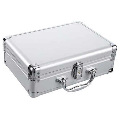 Tofficu Aluminum Alloy Briefcase Lockable Hard Case for Makeup Tool Storage Portable Container with Handle Design for Transport of Valuables