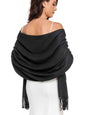 Pashmina Shawl and Wraps for Evening Dresses Resemble Cashmere Scarf for Women Wedding Winter Warm Shawls - color: Black