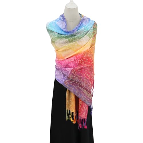 Rave Pashmina Scarf, Fashion Colorful Shawls and Wraps Soft Festival Scarves - color: A-light Purple