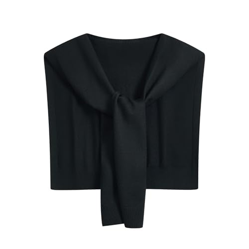 Knitted Shawl Wraps for Women, Fashion Sweater Shawls Scarf Cape, Shoulder Sweater for Travel Casual - color: Black, size: Large