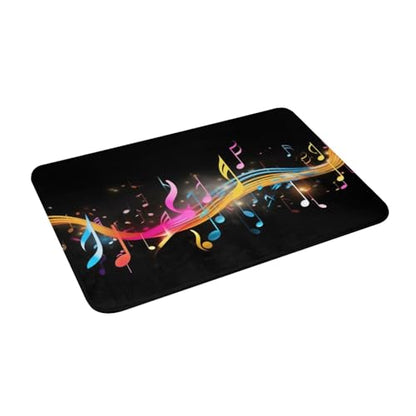 Colorful Musical Note Print Flannel Anti-Slip Mat 16x24in Polyester Floor Covering, Full Single-Side Printed - color: Colorful Musical Note