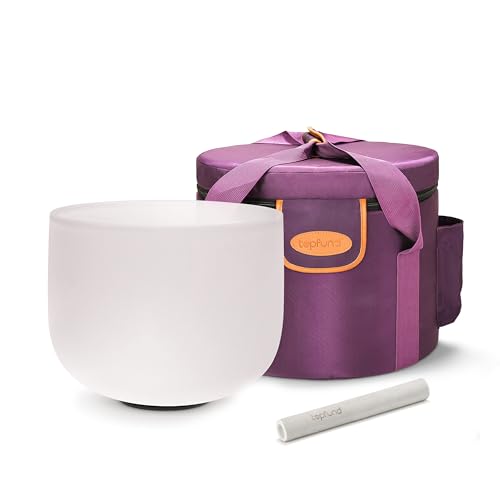 TOPFUND F Note Crystal Singing Bowl 8 inch Heart Chakra with Heavy Duty Carrying Case and Suede Mallet - color: F Note, size: 8 inch