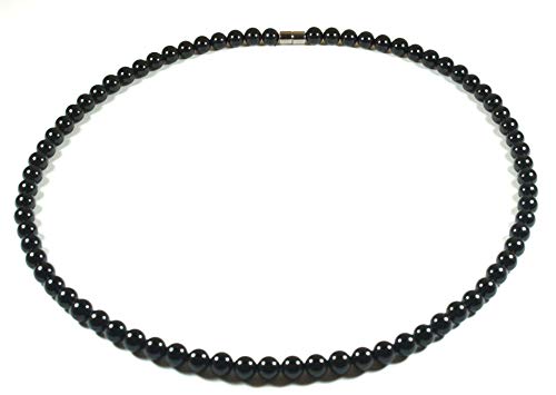 Men's Healing Crystal Necklace - 16/19/24/30 Inch Beaded Chains with 6/8/10/12/14/16mm Gemstones Handmade in USA - color: A: 6mm Black Onyx, size: 16 inches
