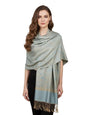 PASKMLNA Paisley Jacquard Pashmina Shawl Wrap Scarf Stole - color: Baby Blue Beige