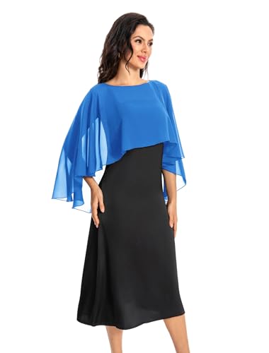 Baoqiya Women's Capelet Shawls and Wraps for Evening Dresses Soft Bridesmaid Shawl Chiffon Cape Wedding Cover Up - color: Blue