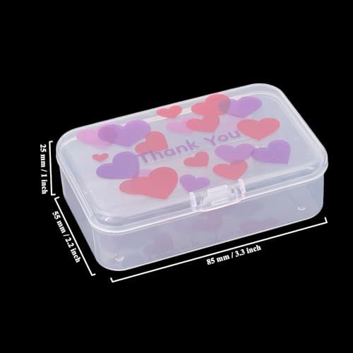 Goodma 12 Pieces Thank You Image Pattern Rectangular Plastic Boxes Empty Storage Organizer Containers with Hinged Lids for Small Items and Other Craft Projects, 3.3 x 2.2 x 1 inch (Transparent) - color: Transparent