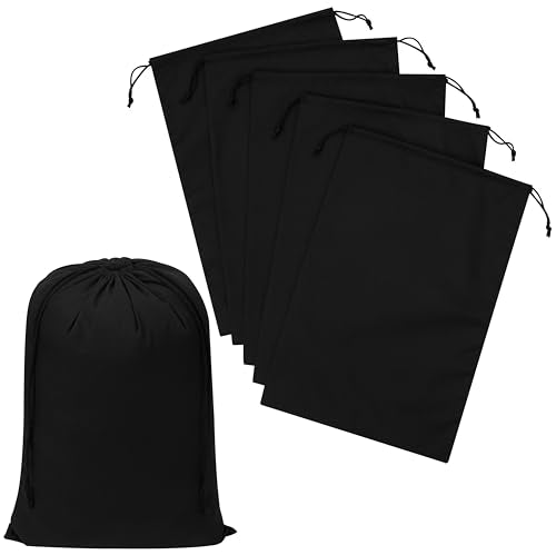 Black Cotton Drawstring Bags, Reusable Quality with Double String, For Pantry Gifts Kitchen - Pack of 6 (Black Cotton Blend, 10 x 15 Inch) - color: Black Cotton Blend, size: 10 x 15 Inch