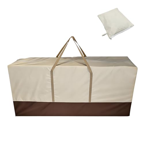 68" Extra Large Waterproof Outdoor Cushion Storage Bag – Heavy Duty Patio Furniture Cover with Zipper,Handles for Pool Decor,Christmas Tree Storage & Moving (173x76x51cm) (Beige And Brown) - color: Beige And Brown