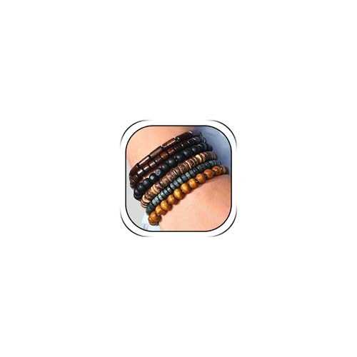 Long tiantian Beaded Bracelets for Men Wooden Bead Bracelets Stackable Layered Stretch Bracelet Trendy Wooden Jewelry Gift for Men - color: Black A