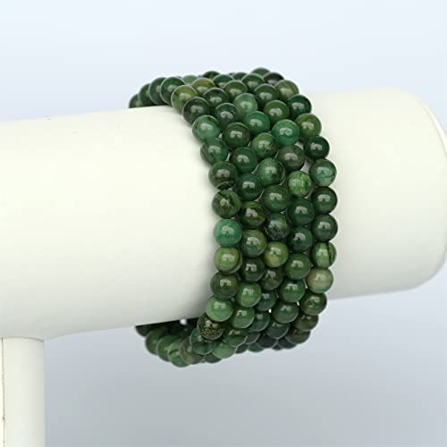 Angelstones Handmade Natural Healing Gemstone 6mm Round Beads Stretch Crystal Bracelet 7 Inch Unisex - color: African Serpentine