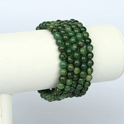 Angelstones Handmade Natural Healing Gemstone 6mm Round Beads Stretch Crystal Bracelet 7 Inch Unisex - color: African Serpentine