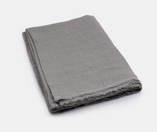 SyuRo Hand Woven Fringed Stylish Japanese Hamamatsu Linen Scarf & Throw - Grey