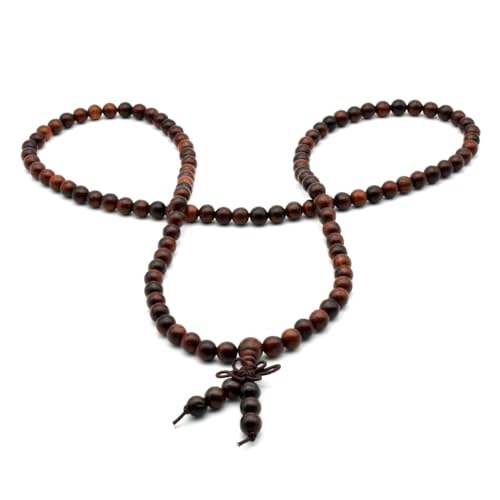 Zen Dear Unisex Natural Rosewood Prayer Beads Buddha Buddhist Prayer Meditation Mala Necklace Bracelet - style: 6mm 108 beads