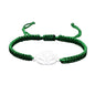 Lotus Symbol Bracelet for Women - Adjustable Cord, Silver Pendant, Spiritual Jewelry Gift - style: Jade Green