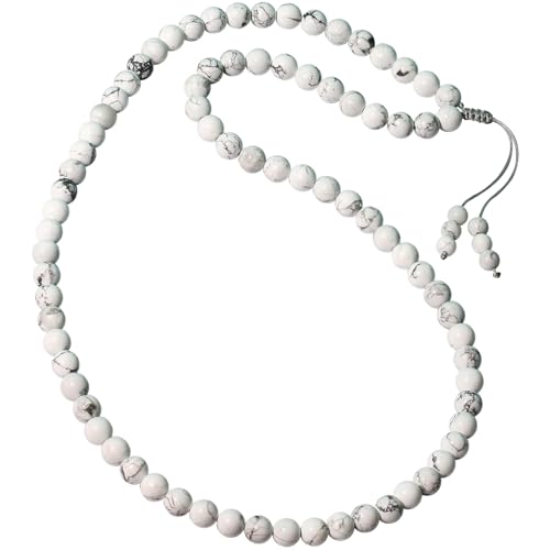 Simple Crystals and Stones Beaded Necklace Protection Balance Meditation Long Necklaces for Women and Men Amulet Jewelry - style: Howlite