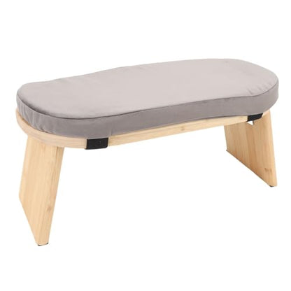 ZJchao Wooden Meditation Bench Detachable Ergonomic Kneeling Stool for Yoga and Meditation with Soft Cushion and Carry Bag Solid Wood Cotton Home Practice (Grey) - color: Grey