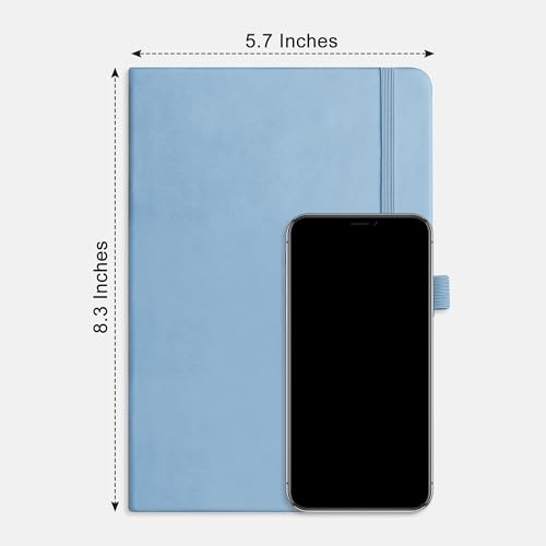 RETTACY Dotted Journal Notebook, 2-Pack, 160 Numbered Pages per Pack, A5 Medium Size (5.7'' x 8.3''), 120 GSM Thick Paper, Leather Hardcover, for Journaling, Planning, Tracking (Black & Light Blue) - color: Black & Light Blue, style: Dotted