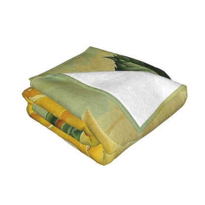 Flannel Throw Blanket 40x30 Inch, Yellow Rose Prints Anti-Pilling Warm Fuzzy Blankets for Bed Sofa Couch Travel - color: Yellow Rose, size: 40x30 Inch