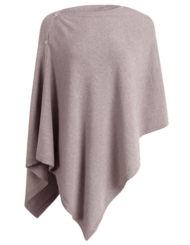 PULI Women's Versatile Knitted Shawls Scarf Poncho Sweater with Buttons Lightweight Spring Summer Fall Wraps - color: A-oatmeal Mink