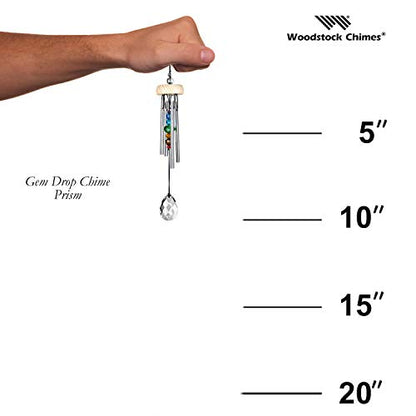 Woodstock Wind Chimes for Outside, Garden, Patio, Porch and Outdoor Decor (10'') Gem Drop Chime Prism Small Wind Chimes Christmas/Hanukkah Gifts (GEMPR)