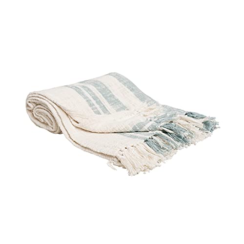 carol & frank Morgan Fountain Striped Woven Accent Throw Blanket 50" x 60" Versatile Lightweight Cozy Super Soft Home Living Room Sofa Couch Chair Bed Bedroom Decor Decoration 50x60 inches Fountain - color: Fountain