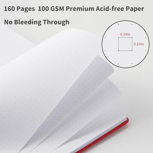 Heture Hardcover Dotted Notebooks, A5 Dotted Journal Notebook for Writing 160 Pages, 8.2 x 5.5 inch, Classic Dotted Notebooks for College/Work/Travel (Dotted-3 Pack, Red) - color: Red, style: Dotted-3 Pack