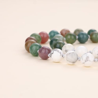 COAI Hand Knotted Tassel 108 Mala Beads Stone Beaded Necklace for Yoga Meditation