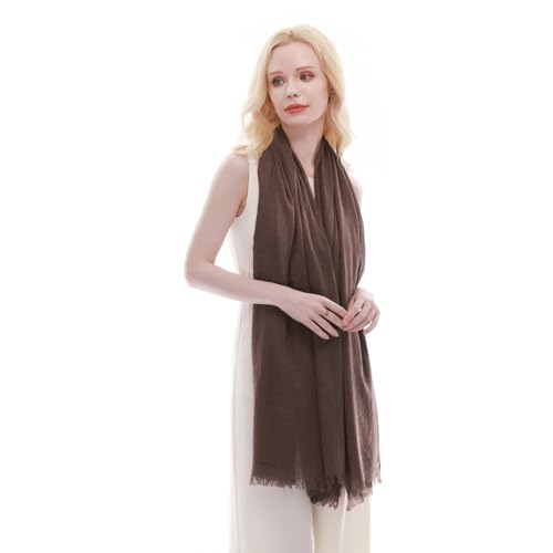 RIIQIICHY Scarf for Women Lightweight Solid Color Long Fashion Gauze Scarves Shawl Wrap - color: Chocolate