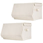 Set of 2 Stackable storage bins,Linen Fabric Foldable Storage Organizer Cubes Box whits Lids and Own-Handle Storage Organizer Bins for Home Office Nursery Living Room Beige 15x10.5 x10inch