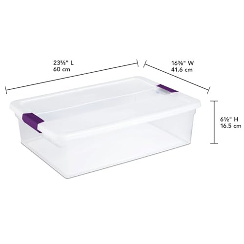 Sterilite 6-Pack 32 Quart ClearView Latch Box, Stackable Organizer Bins with Latching Lids - Clear Plastic Organization Containers for Closet, Bedroom, Shelving Units and Everyday Home Storage - size: 6 Pack, style: 32 Quart