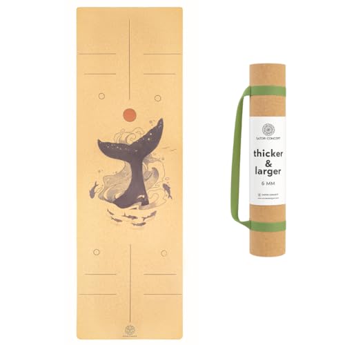 Cork Yoga Mat with Natural Rubber Base, Extra Size, Thickness and Support, Excellent Cushion & Grip, Non-Slip, Non-Toxic, Sweat-Resistant, Sustainable, Eco-friendly Exercise Mat