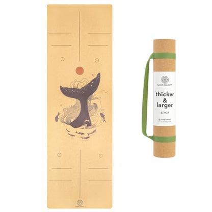 Cork Yoga Mat with Natural Rubber Base, Extra Size, Thickness and Support, Excellent Cushion & Grip, Non-Slip, Non-Toxic, Sweat-Resistant, Sustainable, Eco-friendly Exercise Mat