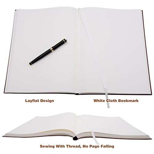 Large Blank Notebook Journal for Writing Drawing, Soft Faux Leather Cover, 100GSM Papers, 320 Pages, A4 8.4x11.4 inches Sketch Book(Brown, Plain) - color: Brown, Plain