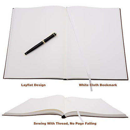 Large Blank Notebook Journal for Writing Drawing, Soft Faux Leather Cover, 100GSM Papers, 320 Pages, A4 8.4x11.4 inches Sketch Book(Brown, Plain) - color: Brown, Plain