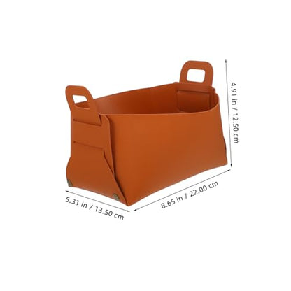 PRETYZOOM Decorative Storage Box Pu Leather Tray Foldable Bins for Makeup Entryway Tabletop Bedside Organizer