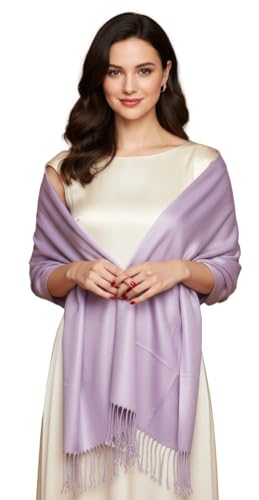 Pashmina Shawls Wraps for Women. Dress Cover Up Formal. Cashmere Feel Wrap for Evening Dress. - color: Lavender Purple