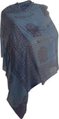 KVR Hindu Pooja Religious Cotton Indian prayer scarf with OM Krishna Ganesha Shiva Nataraja yoga spiritual auspicious prints - color: Blue-ganesh Print