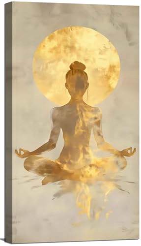 Large Zen Canvas Wall Art Modern Abstract Yoga Gold Meditation Decor Picture Tranquil Aesthetic Spa Posters Prints for Bathroom Spiritual Living Room Girl Bedroom Decoration - color: Zen, size: 24"L x 12"W
