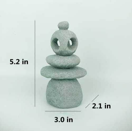 Japanese Pagoda Stone Lantern, Stacked Stone Sculpture Fairy Garden Accessories Outdoor Statue Meditation Zen Garden Decor