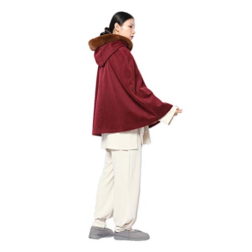 DGXIN Unisex Meditation Hooded Monk Cloak One Size Length 60cm - color: Maroon